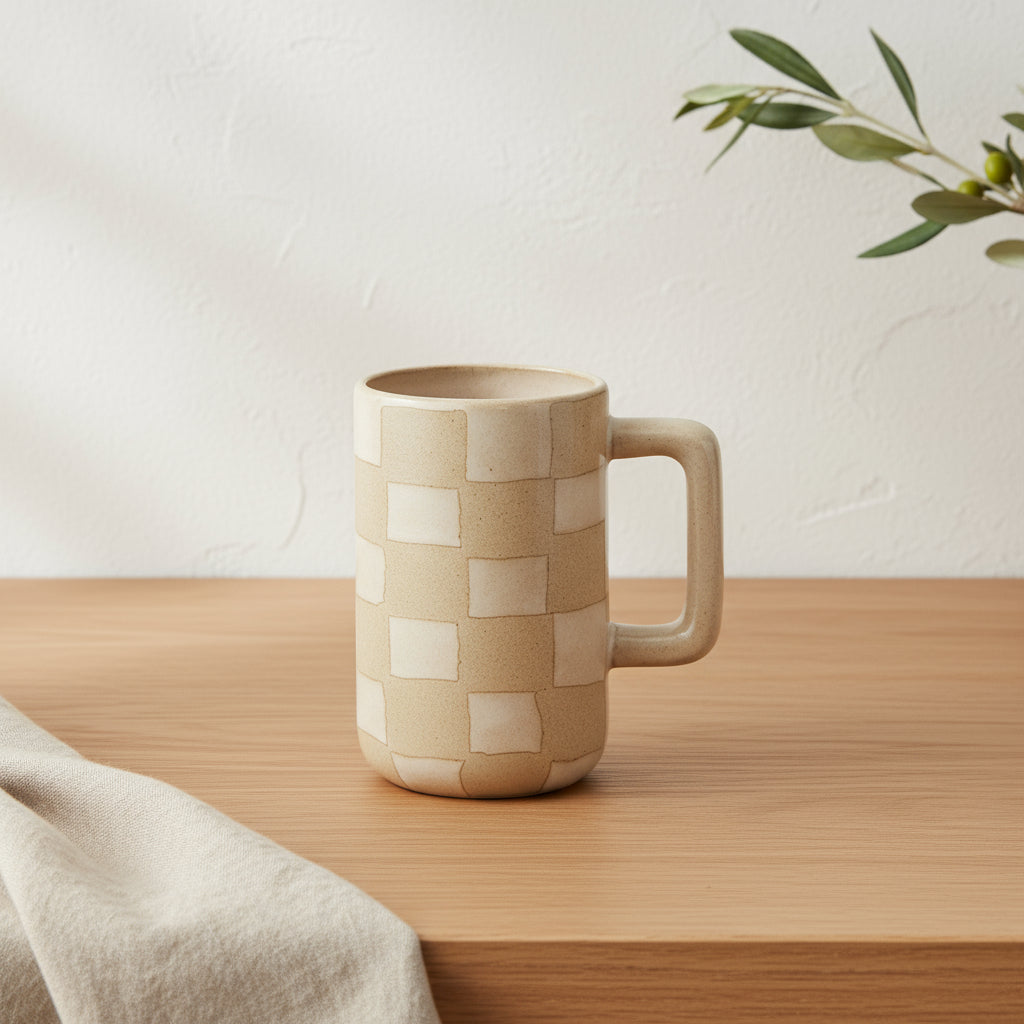 Textured Plaid Tall Mug