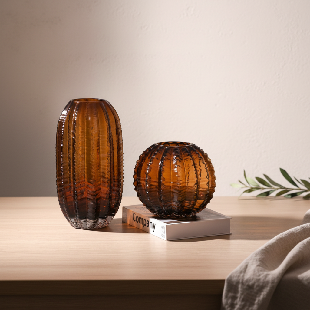 'Cactus Rib' Mid-Century Glass Vase