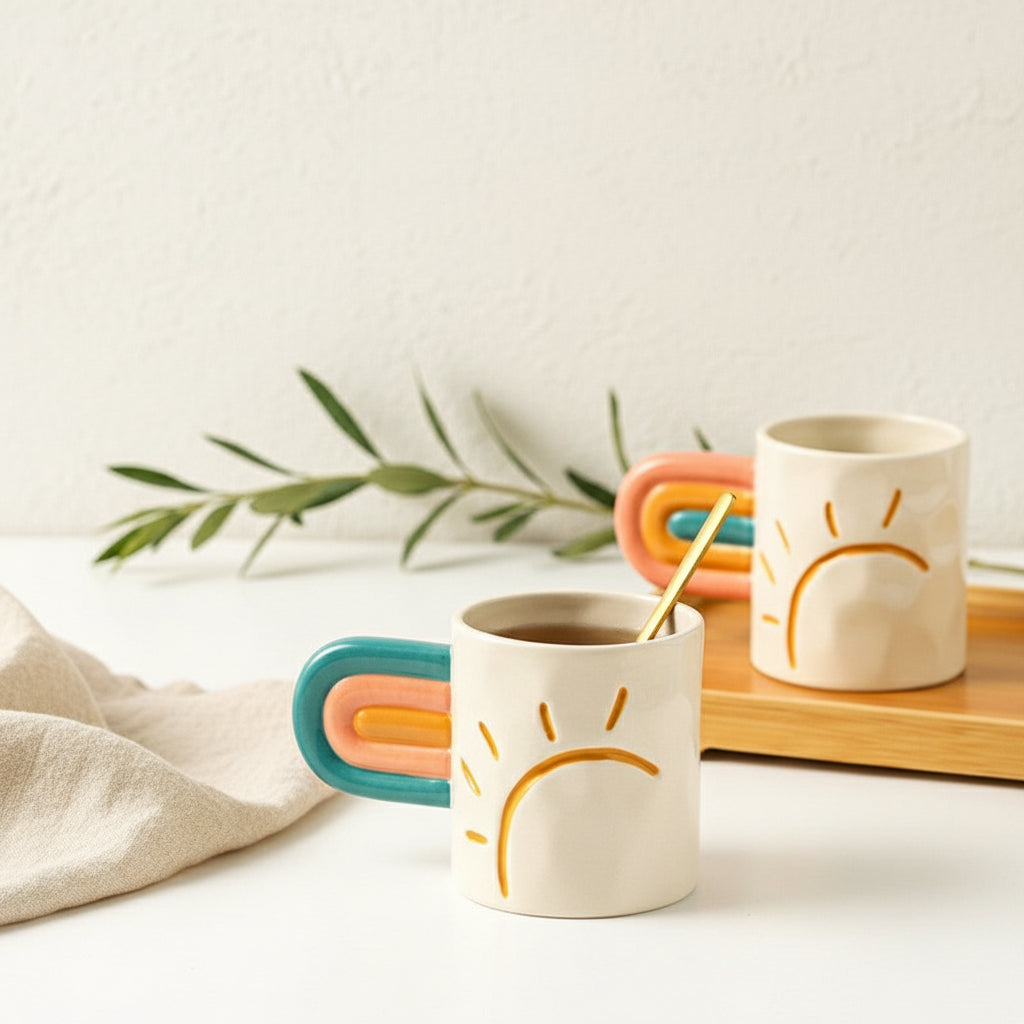 Rainbow Handle Sun Mug