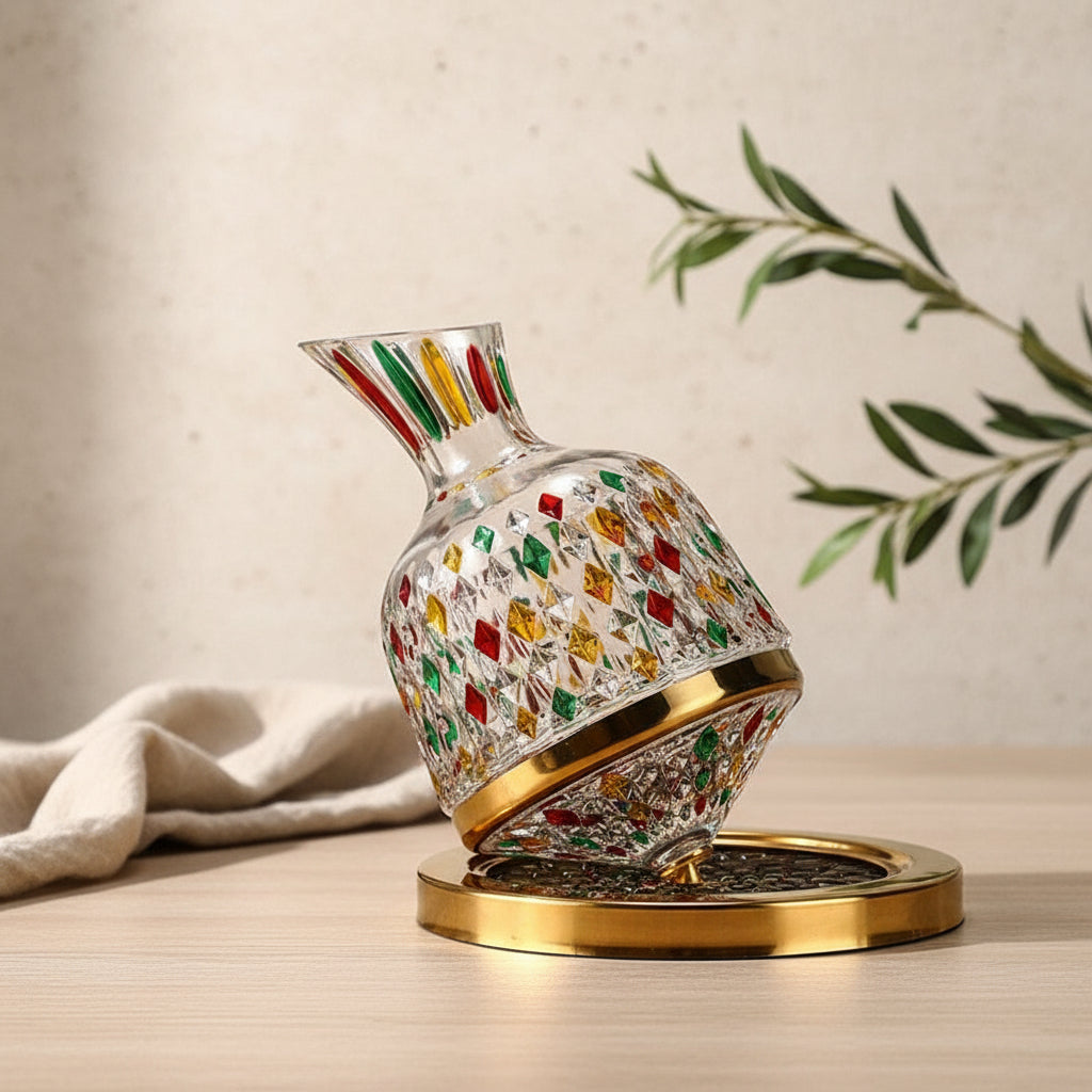 The Orbit™ Hand-Painted Rotating Crystal Decanter