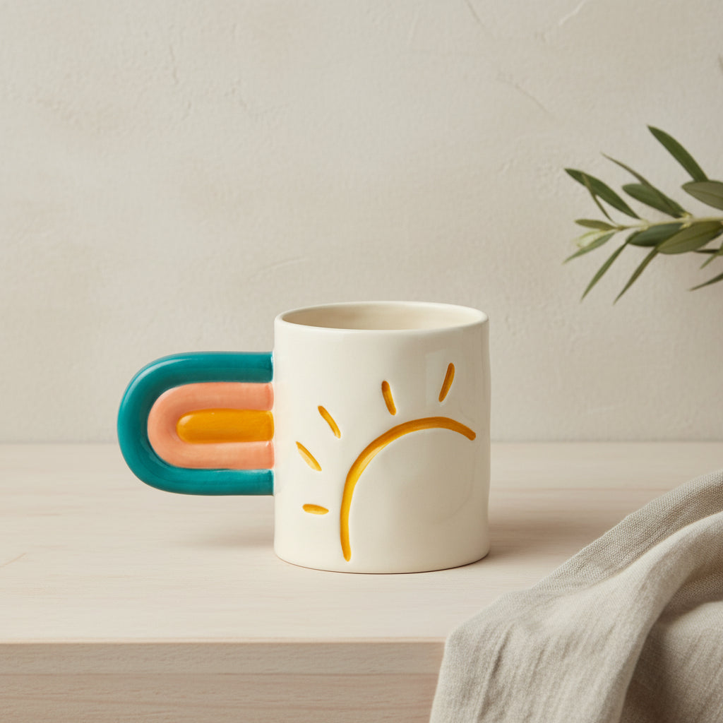 Rainbow Handle Sun Mug